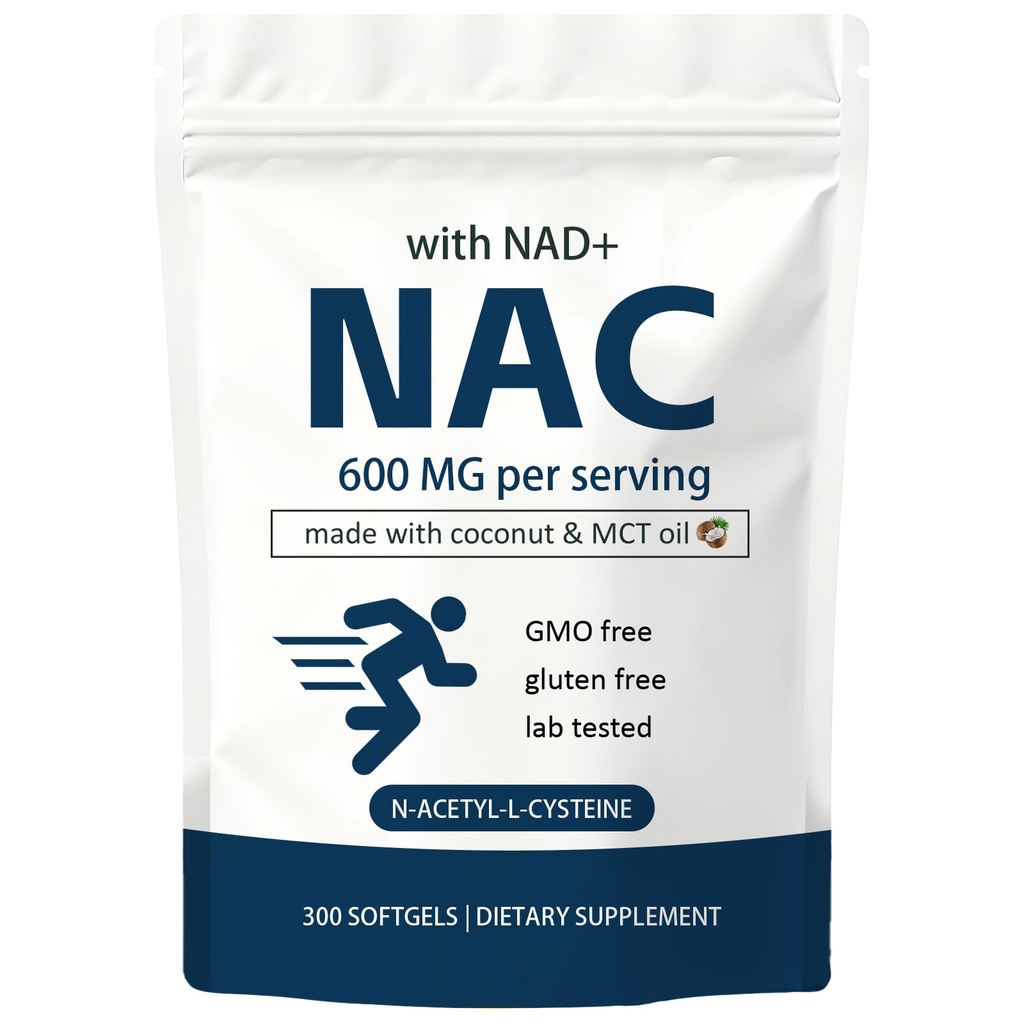 Consciousnutra NAC Suplemento con NAD+ &amp; Coconut Oil TENIDO 2-in-1 N Acetyl L Cysteine Plus Nicotinamide Forms TEN NAD Suplementos para Mujeres y Hombres ANTE NO GMO, Gluten Free, 300 Softgels