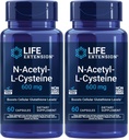 Extensión de la vida N-Acetyl-L-Cysteine (NAC),Inmune,Respiratory,Liver Health,NAC 600 mg,Potente antioxidante Support,Free-radicals,Easy to Absorb,60 Capsules,(Pack of 2)