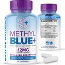 MAXLIFE NATURALS Pure Methylene Blue Capsules, Ultimate Methylene Blue Pharmaceutical Grade 12mg - 60 Capsules with Vitamin C Ester & NAC Glycine, Supports Cellular & Cognitive Function, Made in USA