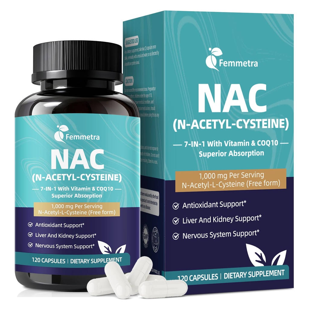 NAC Supplement N-Acetyl Cysteine| NAC 1,000mg Per Serving Capsules for Liver & Kidney Detox, Immune Support & Antioxidants - with Freeform N-Acetyl-L-Cysteine, Vegan, Non-GMO, 120 Capsules