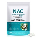 FANSHI NAC Complejo con NAD+ &amp; MCT Oil - 300 Softgels ← N-Acetyl Cysteine Botánico Blend for Antioxidant Support ← Enriquecido con aceite de coco para la absorción alta.