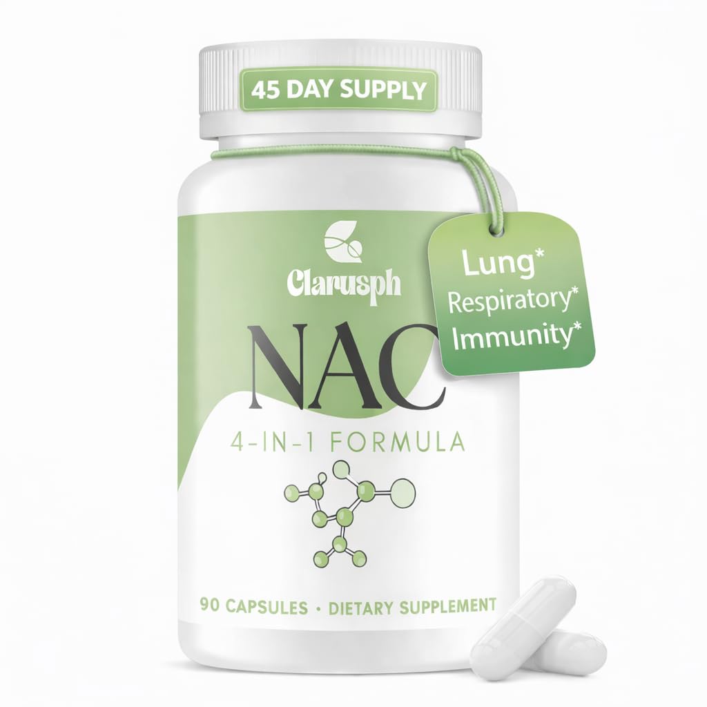 NAC Supplement for Lung* & Respiratory & Immunity* | N-Acetyl Cysteine for Antioxidant | 4-in-1 N-Acetyl-L-Cysteine 1200mg | Glycine NAC | N Acetyl Cysteine | Vegan, Gluten Free, 90 Capsules