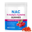 Daiasns NAC Gummies for Adults & Kids 1000mg - Chewable NAC Supplement N-Acetyl Cysteine Supports Lung ' Liver Detox, Antioxidant &amp; Immune Defense, Strawberry Flavor 60 Count