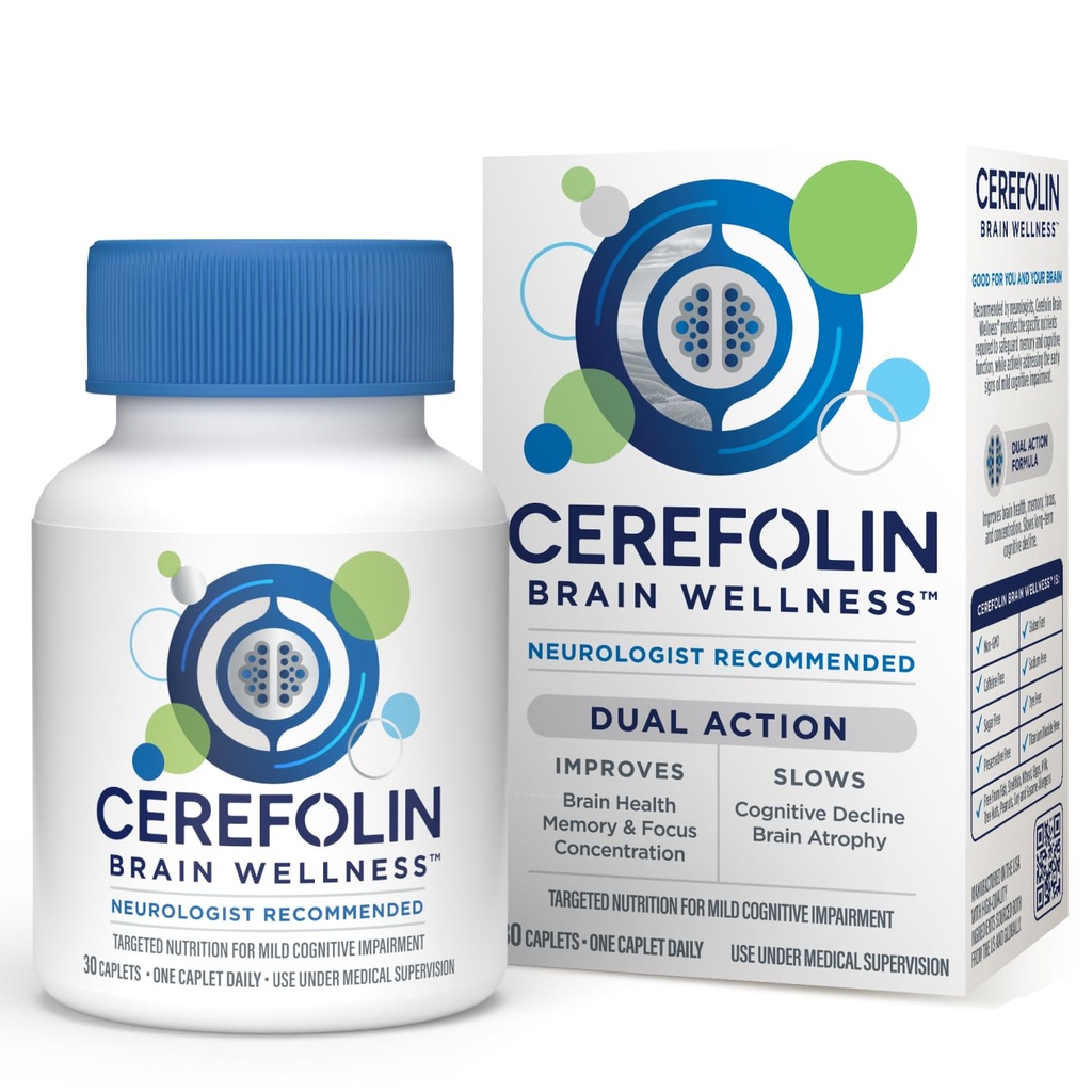 Cerefolin Brain Wellness, Targeted Nutrition for Cognitive Support, Improves Memory, Focus & Concentration, L-Methylfolate, NAC, B12, Neurologist Recommended (30 Count)