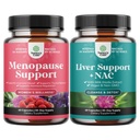 Bundle of Complete Herbal Menopause Supplement for for Night Sweats Hot Flashes & Mood Swings and Liver Support NAC Supplement with Milk Thistle for Liver Cleanse Detox & Repair - N Acetyl Cysteine