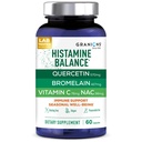Granions Histamine Balance Complex - Quercetin with Bromelain, NAC and Vitamin C - D-Hist Seasonal Histamine Blocker & Immune Support Supplement for Adults and Children - 60 Vegan Capsules