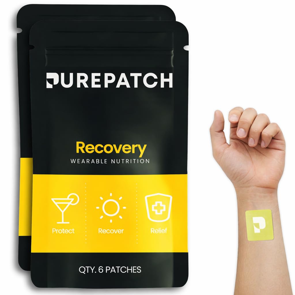 Pure Patch Recovery Patch – Plant-Based Vegan Topical Patch – DHM – NAC – Glutathione – B-Complex – Non-Ingestible – Water-Resistant – Gentle on Skin – Gluten Free – Made in USA – 12 Patches