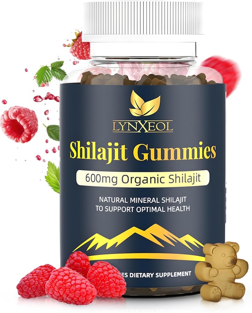 Pure Himalayan Shilajit Gold Gummies with Gokshura & Ashwagandha – Sugar-Free, Organic, Lab-Tested with 85+ Trace Minerals & Fulvic Acid – Non-GMO Supplement for Men &amp; Women, 60 Gummies