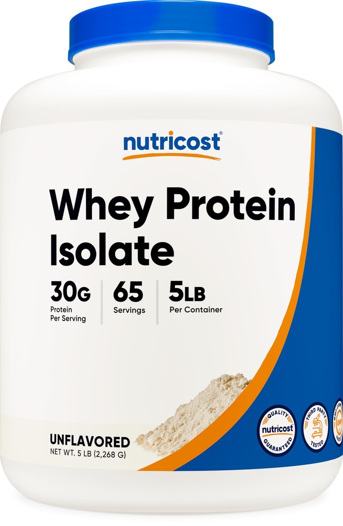 Nutricost Whey Protein Isolate (Unflavored) 5LBS