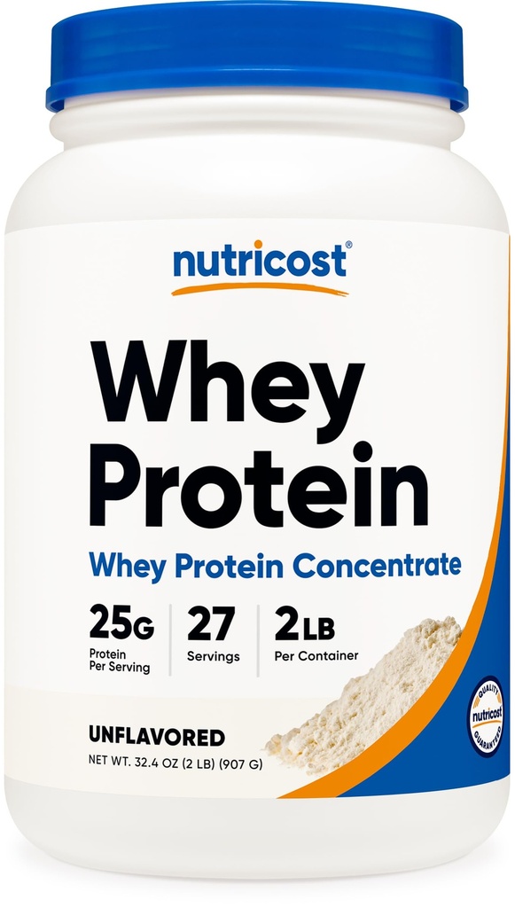 Nutricost Whey Protein Concentrate (Unflavored) 2LBS - Gluten Free & Non-GMO