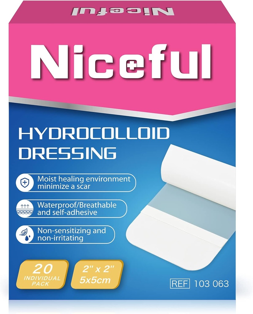 20 Conde Hidrocolloide Bandages 2" x 2", Wound Dressing Small Hydrocolloid Gel Bandages for Wound, Wound Healing Bed Sore Bandage