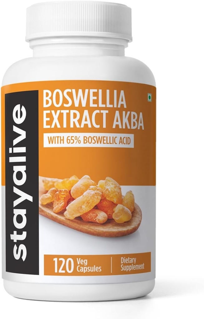STAY ALIVE Boswellia Serrata Extract Capsules 1000mg con AKBA y 65% Boswellic Acid, 12:1 Resin Extract Powder, 120 Cuenta para 2 meses de suministro, non-GMO y suplemento Boswellia libre de gluten