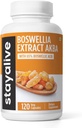 STAY ALIVE Boswellia Serrata Extract Capsules 1000mg con AKBA y 65% Boswellic Acid, 12:1 Resin Extract Powder, 120 Cuenta para 2 meses de suministro, non-GMO y suplemento Boswellia libre de gluten