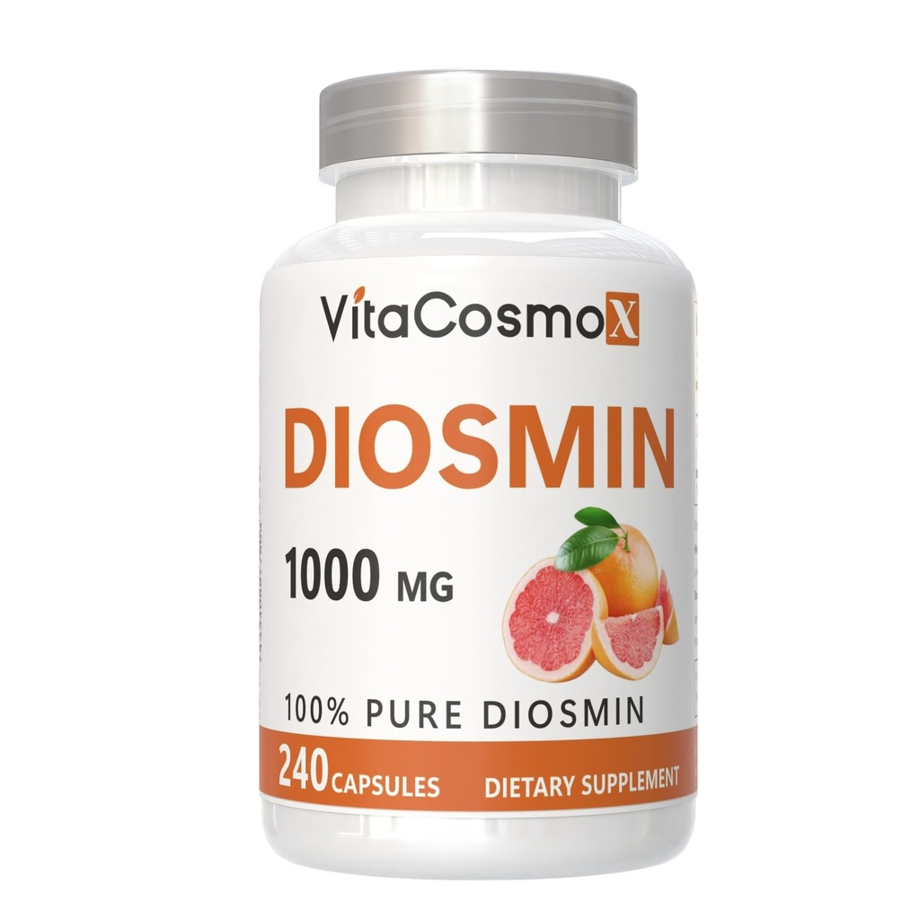 Diosmin Capsules, 240 Count, 1000 mg Serving, Vegan, Citrus Bioflavonoids 100% Vegetarian, Non-GMO & Gluten Free Diosmin Supplement with Max Strength