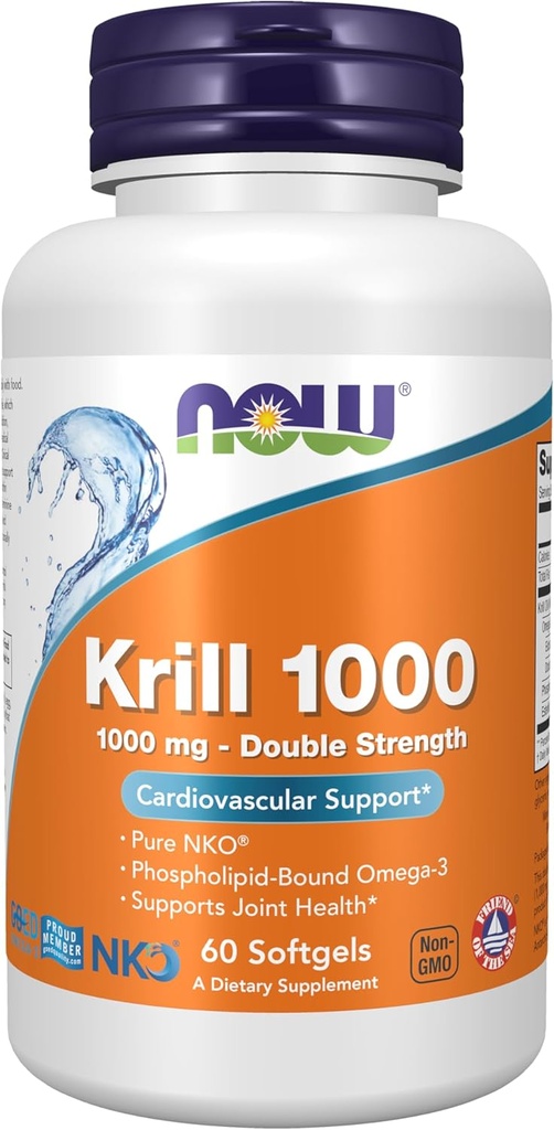 AHORA Suplementos de alimentos, Neptune Krill, Doble fuerza 1000 mg, Phospholipid-Bound Omega-3, 60 Softgels