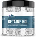 Elementos tercos Betaine HCL, 200 capsules, Lab-Tested, No Filler o Aditivos