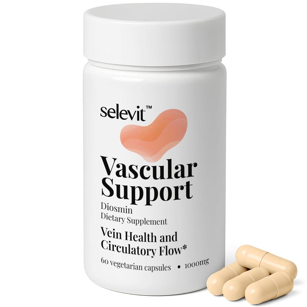 Diosmin 1000mg Vascular Support, Citrus-Derived for Circulatory Health, 60 Vegetarian Capsules, 30-Day Supply, Organic, GMP Certified, Made in USA