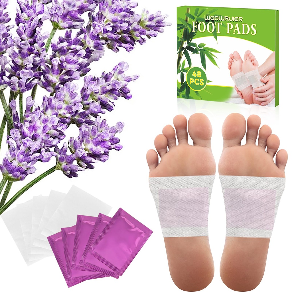 48 Packs Lavender Foot Pads to Feel Better, Relieve Stress & Sleep Better, Suitable for Home or Travel Use