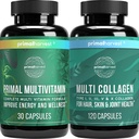 Primal Harvest Multivitamínico &amp; Colagen Suplementos para Mujeres y Hombres Multi Vitaminas Capsules y Collagen Peptides Pills Bundle