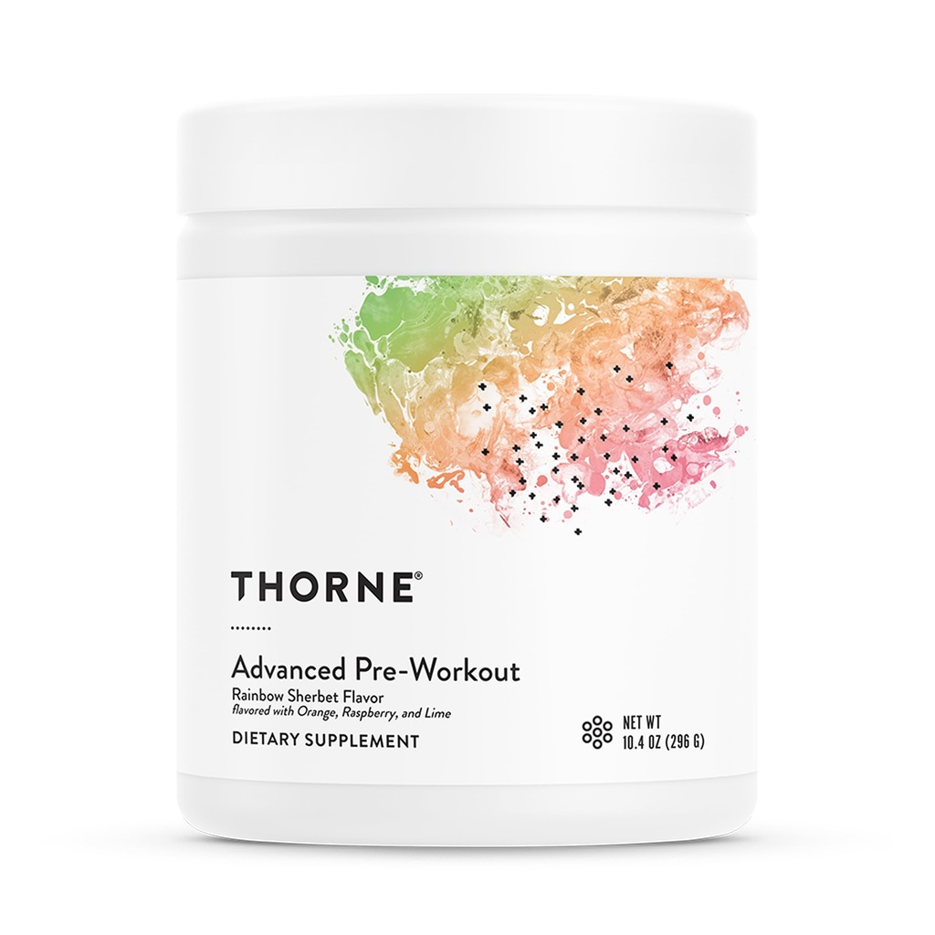 THORNE - Advanced Pre-Workout - Pre-Workout Powder Supplement with Amino Acids, Naturally Derived Caffeine, Alpha GPC & Beta-Alanine - Rainbow Sherbet - NSF Certified for Sport - 20 Servings