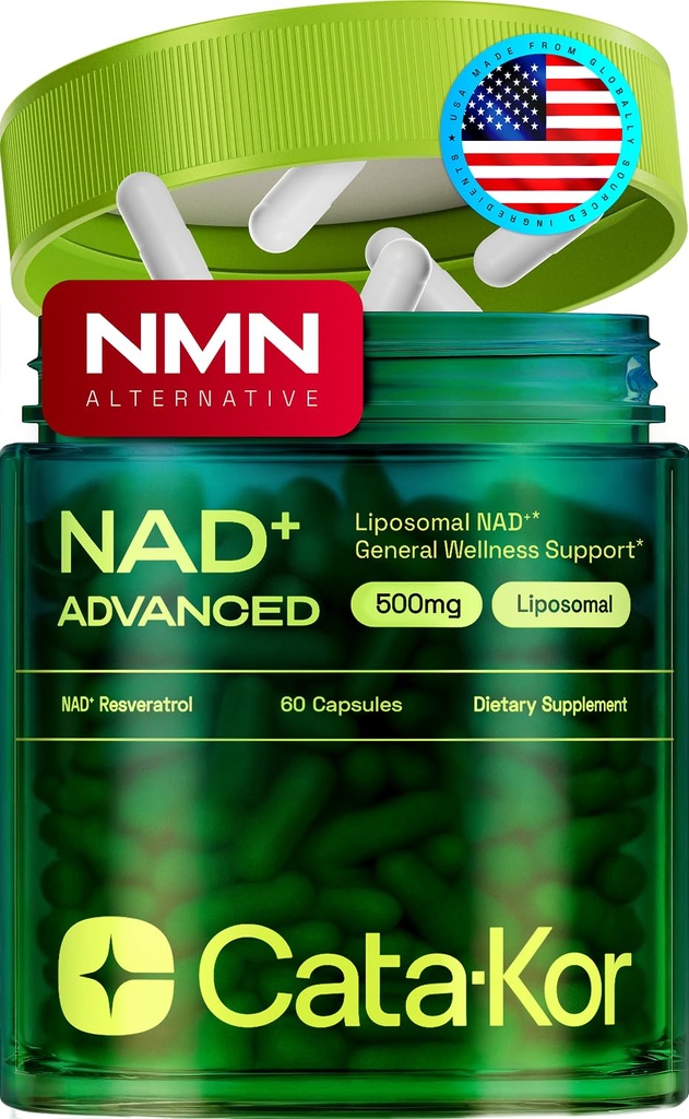 Cata-Kor Liposomal NAD+ Supplement with Resveratrol – NMN Supplement Alternative – Third-Party Tested – Advanced NAD Resveratrol