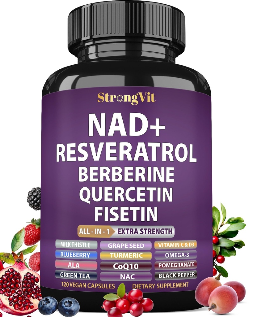 NAD Resveratrol Supplement for Women & Men. Support Cellular Health, Energy + Healthy Aging. Advanced Formula, Plus Third-Party Lab Tested in USA (120 Capsules)