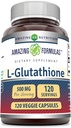 Fórmulas increíbles L-Glutathione 500 Mg Suplemento Silencio Vegetarian Capsules Silencio No-GMO Silencio Gluten-Free TEN Made in USA (1 Pack ← 120 Count)
