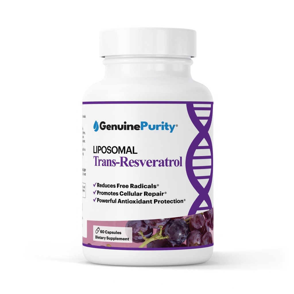 Liposomal Trans Resveratrol 500mg, 60 Vegan Capsules to Support Cellular Health, Antioxidant Activity & Overall Wellness - Non-GMO Trans Resveratrol Supplement for Daily Vitality