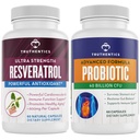 TRUTHENTICS Resveratrol with TransResveratrol + Advanced Probiotic Bundle - Healthy Aging, Heart, Immune & Digestive Support - Gluten Free, Non-GMO - Easy to Swallow Capsules