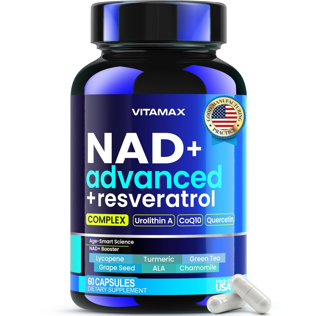 Liposomal NAD+ Supplement Extra Strength | Urolithin A, Resveratrol, CoQ10 - Women & Men - ALA, Green Tea, Quercetin, Lycopene | High Purity, Energy & Regeneration - Made in USA – 60ct