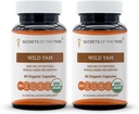 Secrets of the Tribe Wild Yam Capsules 1000 mg Bienes agrícolas USDA Organic Wild Yam (Dioscorea Villosa) Dried Root, Suplemento de Apoyo hormonal (2x60 cápsulas)