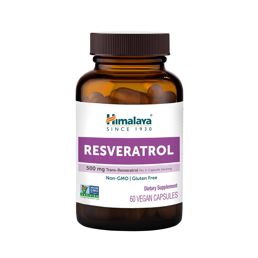 Himalaya Resveratrol for Healthy Aging and Antioxidant Support, 1,000 mg of Resveratrol, with 500 mg Trans-Resveratrol Daily, 60 Vegan Capsules, 1 Month Supply