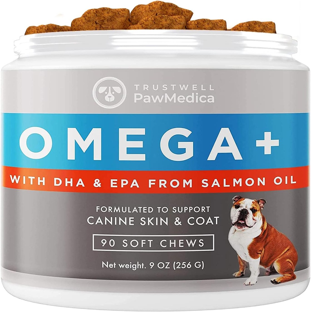 PawMedica Omega 3 para perros, piel de perro y suplemento de carne con aceite de pescado Ayuda con piel seca de perro, Omega 3 6 9 Vitamínico para alergias a perros