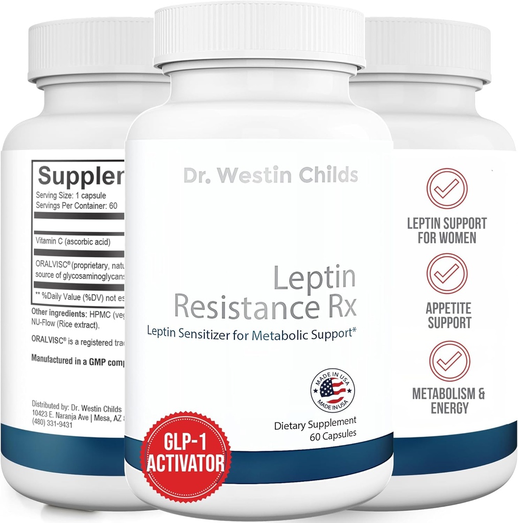 Dr. Westin Childs Ø Leptin Resistance Rx – Natural Leptin Sensitizer Support Supplement for Women for Thyroid, Metabolic Health, Vitality, Energy, Focus with Glycosaminoglycans, Vitamina C - 60 ct