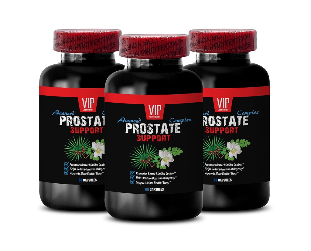 Saw Palmetto for Prostate Health - Prostate Support - Pygeum for Prostate Wellness, Red Raspberry for Prostate Support, Graviola Leaf for Cellular Health, Green Tea for Men’s 3 Bottles 180 Capsules