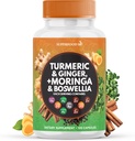 Turmeric Moringa Suplemento Silencioso Ginger, Boswellia, Saffron, Holy Basil- Joint Support Supplement for Women and Men with Ceylon Cinnamon, Quercetin, Tart Cherry- 120 Count