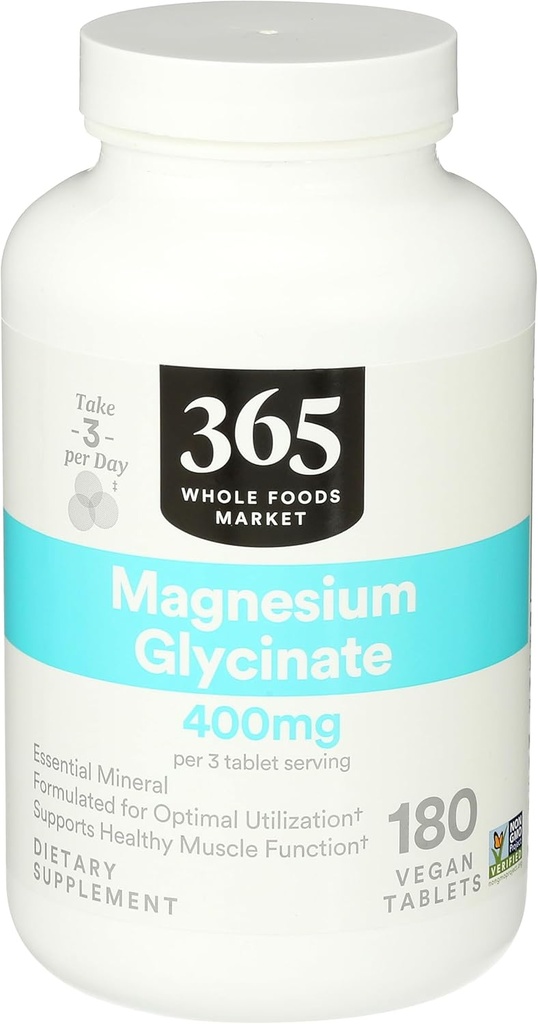 365 by Whole Foods Market, Magnesium Glycinate 400 MG, 180 Cuenta