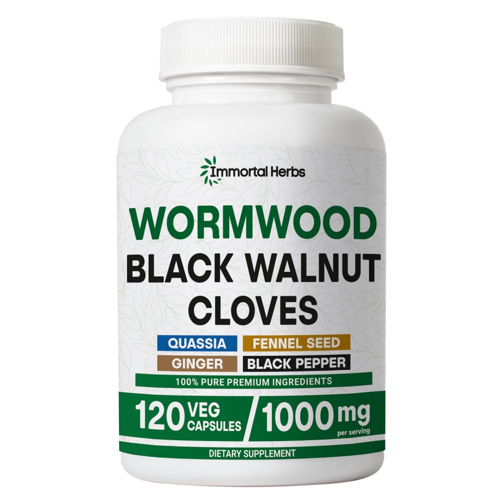 Wormwood Black Walnut Clove Cleanse Extract, 7-in-1 Complex, 120 Pills, Herbal Supplement for Adults, Vegan, Non-GMO & Gluten Free Sweet Wormwood Capsules