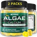 (2 Pack) Calcio Gummies for Women, Sugar Suplemento gratuito de Calcio de Algas Sostenibles (3a Parte Probada) con Vitamina D3 K2, C, Zinc, Boron, Manganese for Bone Strength, Calcium Absoption, Vegan