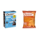 Quest Nutrition Mini Cookies & Cream Protein Bars, High Protein, Low Carb, Keto Friendly, 14 Count & Tortilla Style Protein Chips, Low Carb, Nacho Cheese 1.1 Ounce