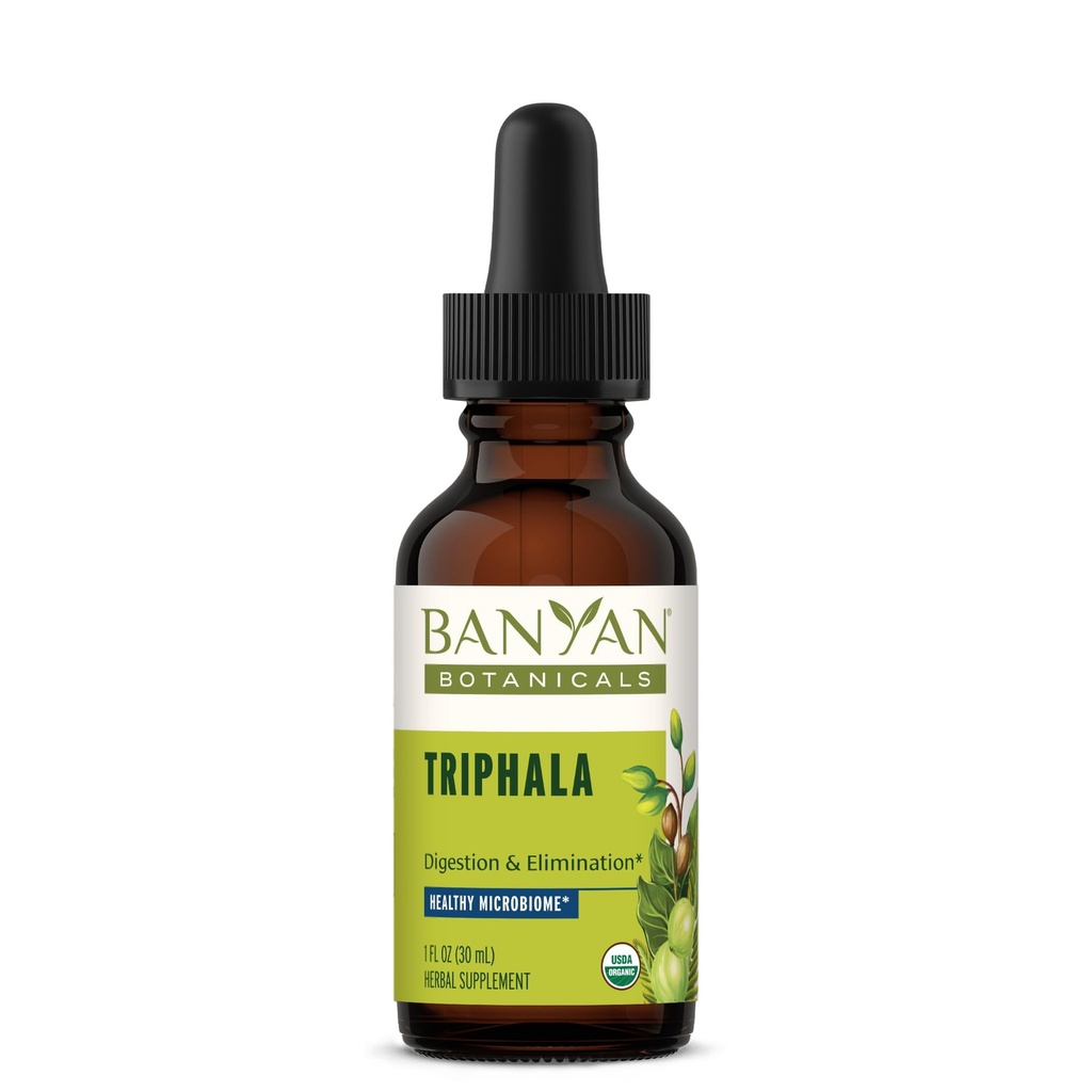 Banyan Botanicals Triphala Liquid Extract - Organic Digestion Supplement with Amla, Haritaki & Bibhitaki – Colon Support & Healthy Gut Microbiome* – 1 fl oz – Non-GMO Sustainably Sourced Vegan