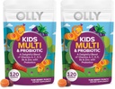 OLLY Kids Multivitamin & Probiotic Gummy,Digestive Support,Vitamins A,D,C,E,B,Zinc,Chewable Supplement,Berry Flavor,60 Day Supply -,120 Count (Pack of 2)