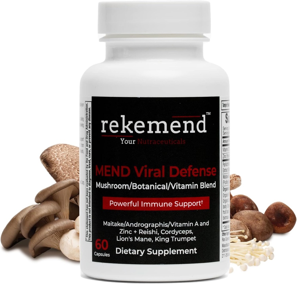 Mushroom Suplemento para el apoyo inmunitario - Contiene Lions Mane, Cordyceps & Reishi Mushroom Extractos - 60 cápsulas