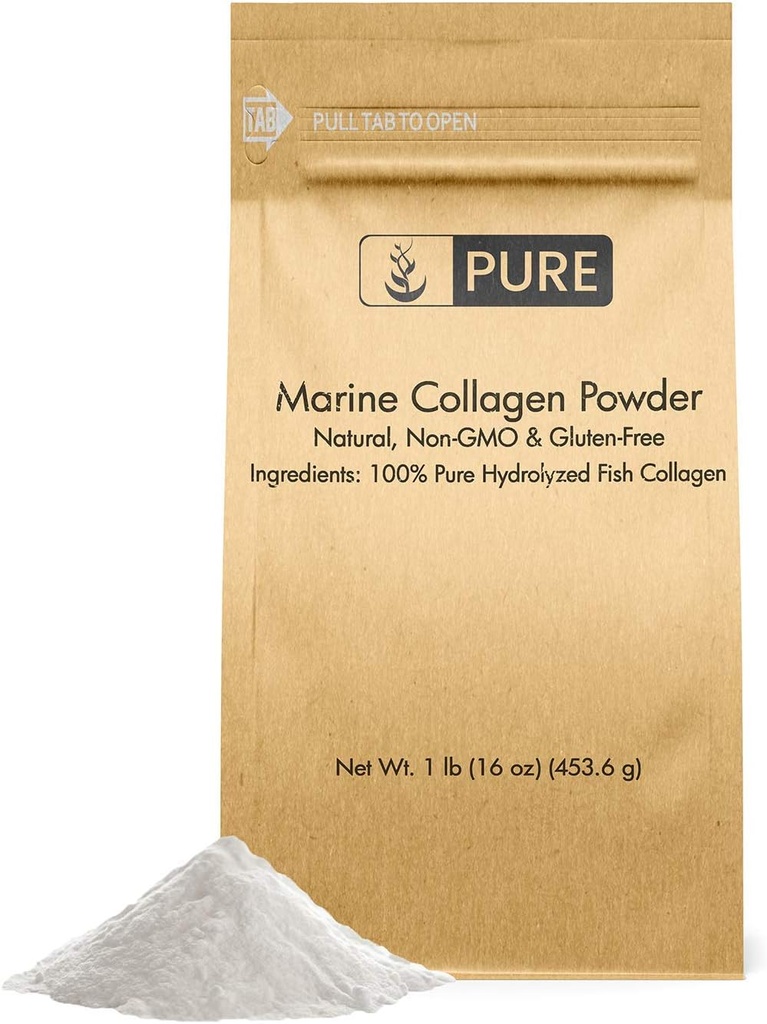 Ingredientes originales puros Pólvora de Collagen marina (1 lb) Péptidos naturales &amp; desenflavorados, péptidos de proteína, bolsa sellable