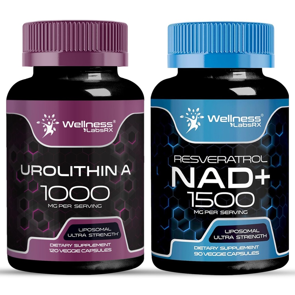 WELLNESS LABSRX Liposomal Urolithin A Capsules - NAD+ Supplement 1500mg | Bundle
