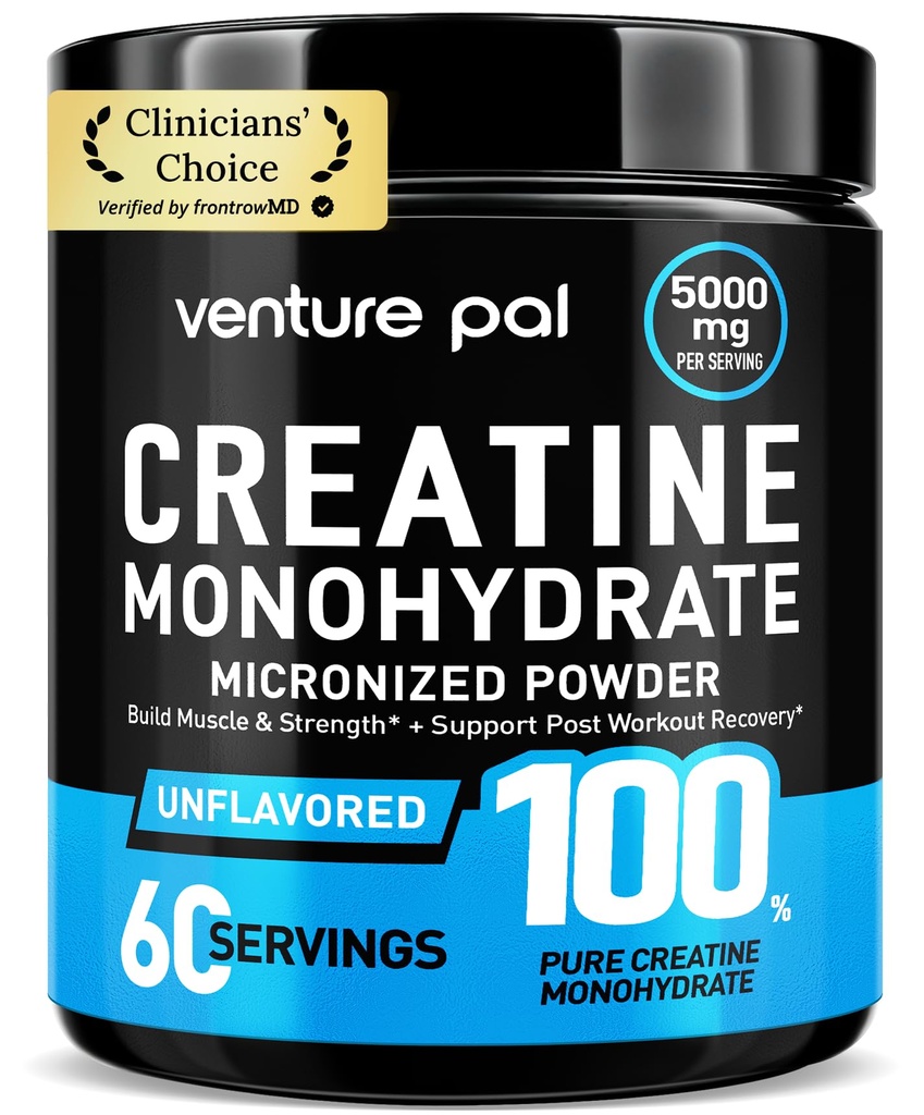 Venture Pal 100% Pure Micronized Creatine Monohydrate Powder, Unflavored Creatine for Women & Men, Vegan, Keto, Gluten Free, 5 g (5000mg) per Serving, Creatina Monohidratada en Polvo