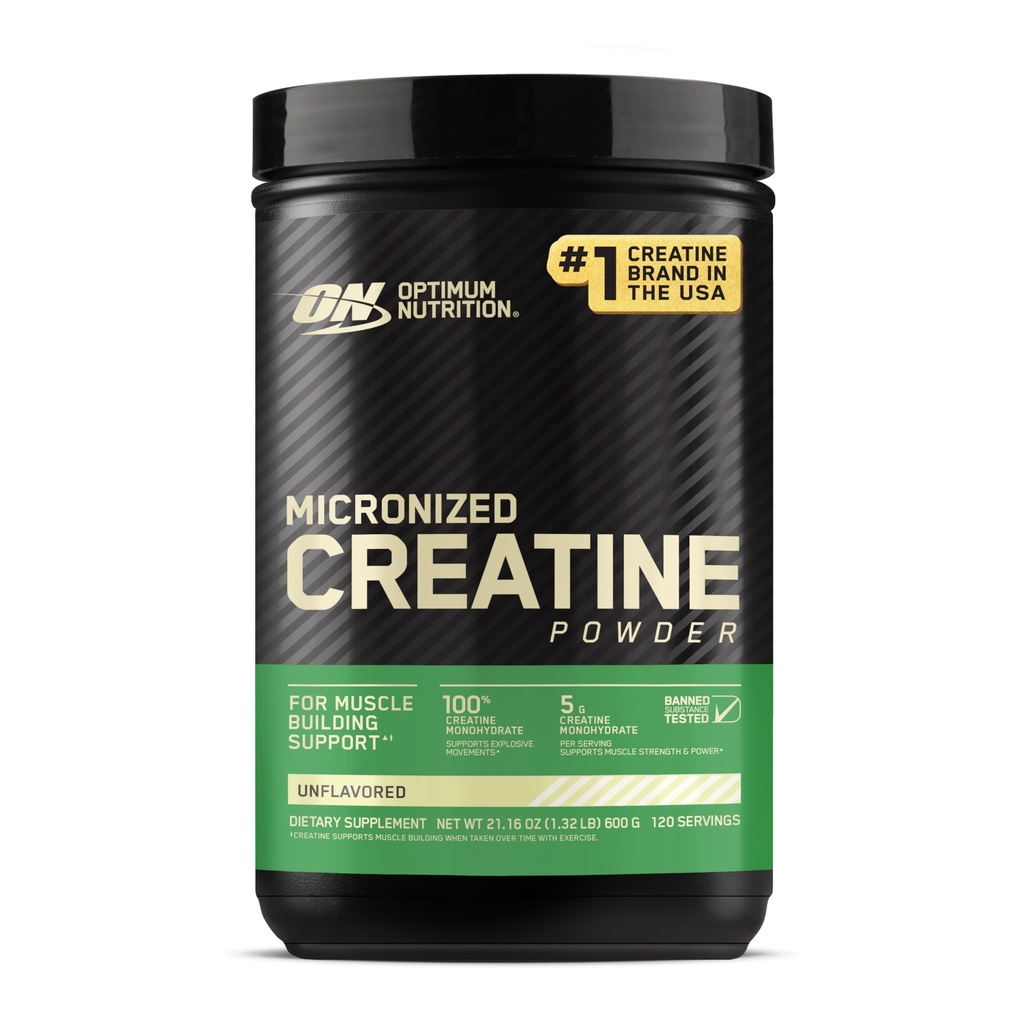 Optimum Nutrition Micronized Creatine Monohydrate Powder, Desflavored, 120 Servings, 600 Grams (Packaging May Vary)