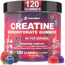 Creatine Monohydrate Gummies for Men & Women with L-Carnitine & Taurine – Pre-Workout Supplement for Muscle Strength, Energy Boost – Sugar Free, Vegan, Berry Flavor, Chewable Gummy 120 Count