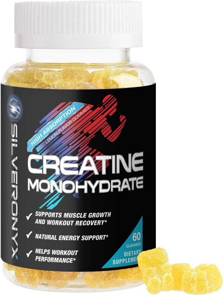 Creatine Gummies - 1g (1000mg) per Gummy Creatine Monohydrate - Best Micronized, Sugar Free Creatine Chewable for Men & Women - Supports Lean Muscle, Strength, Energy & Endurance - 60 Lemon Gummies
