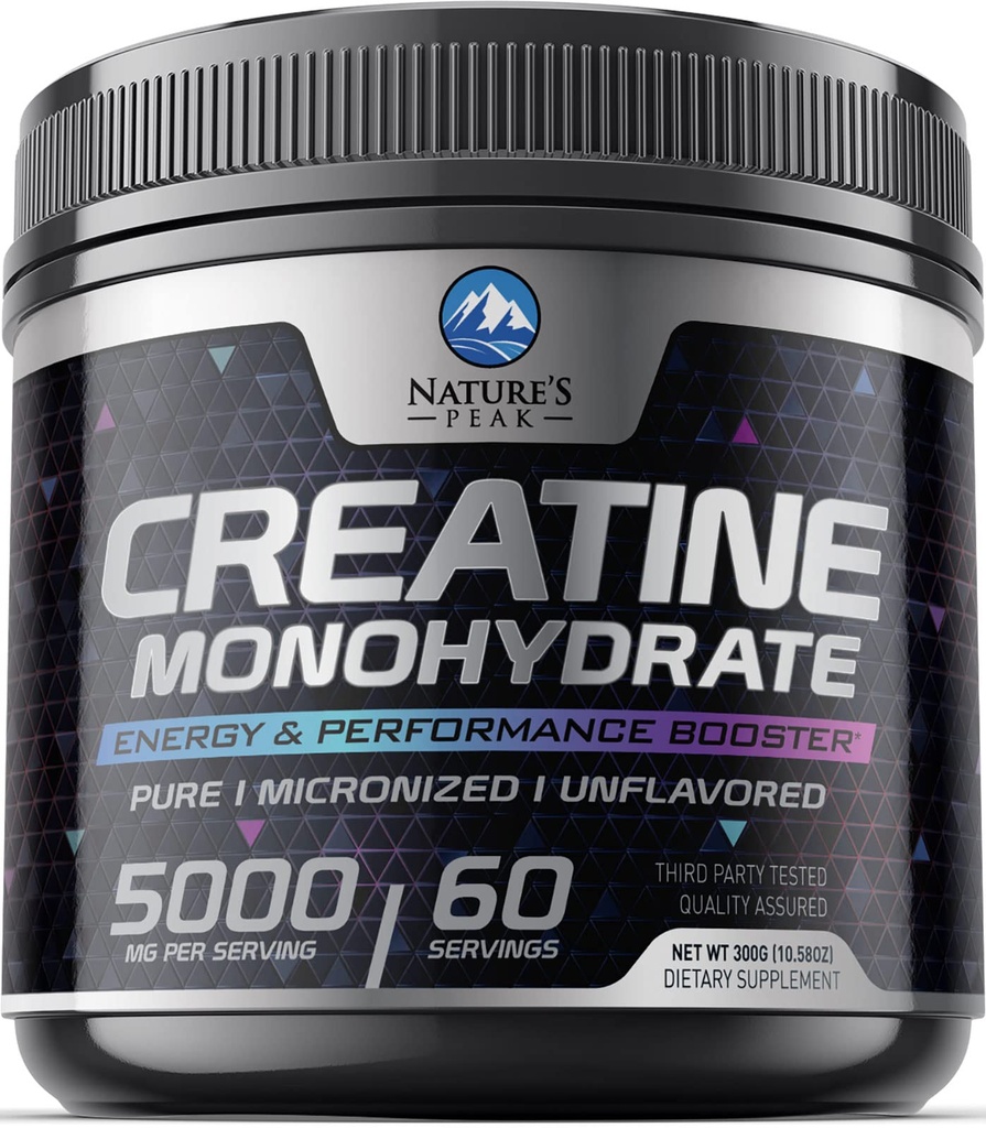 Creatine Monohydrate 5000mg Per Serving - Pure Micronized Creatine Powder Supplement for Men & Women Unflavored - Creatine Nutritional Supports Muscle Growth & Strength, Gluten-Free - 60 Servings